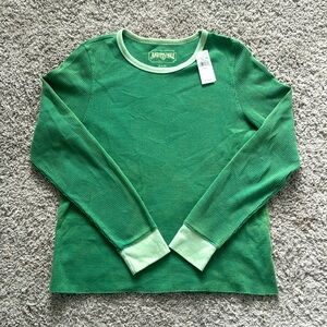 Green Long sleeve Waffle Sweater